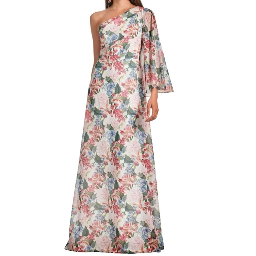 NWT SACHIN + BABI Antique Floral One Shoulder Full Length Dress Gown Size 4